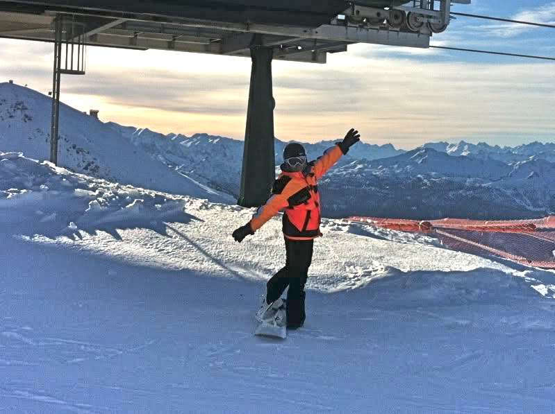 Snowboarding and Skiing in the Italian Alps, Sestriere Torino
