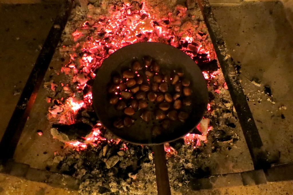 roasting chestnuts on an open fire