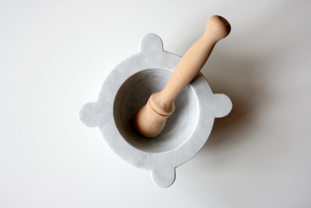 Marble mortar and pestle from Carrara