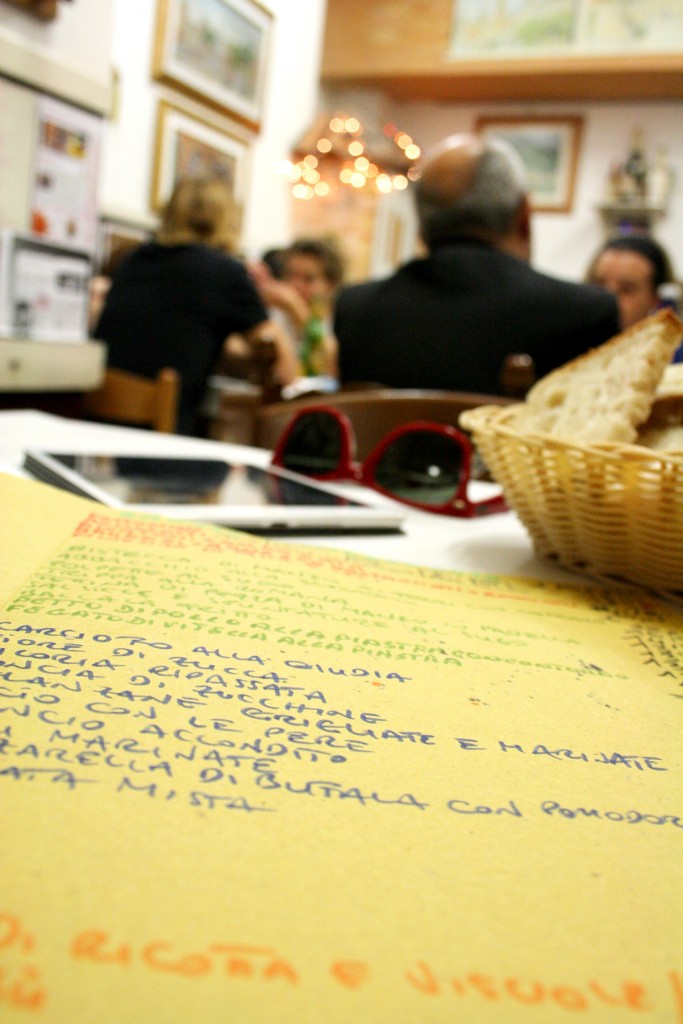 Sora Margherita menu in Rome