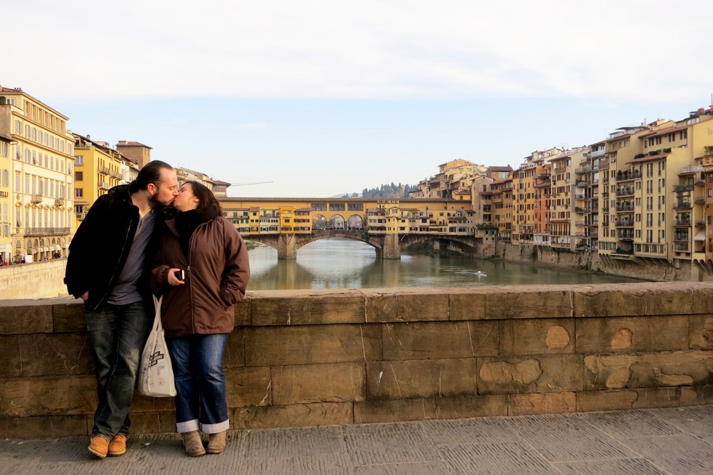 Kissing in Florence by Ponte Vecchi
